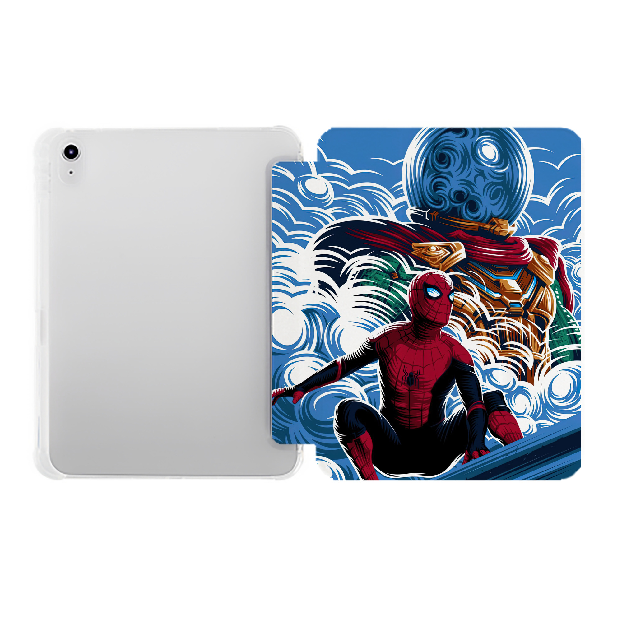 （画像用） Spider Man スパイダーマン IPad ケース ペン収納付き 三つ折りスタンド PUレザー×シリコン 対応機種9.5/10.5/10.9インチ